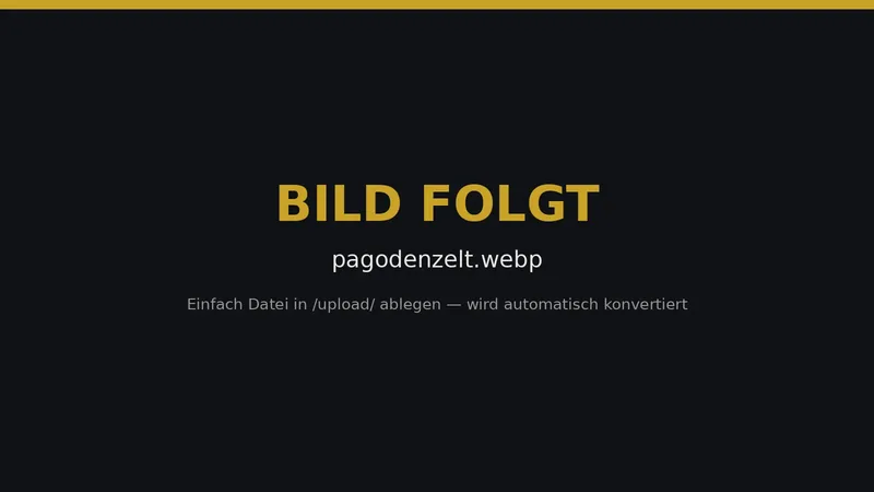 Pagodenzelt für elegante Outdoor-Events, Hochzeiten und Firmenfeiern in Lübeck, Hamburg und Norddeutschland. Mieten inklusive Aufbau bei Le Flux Events.