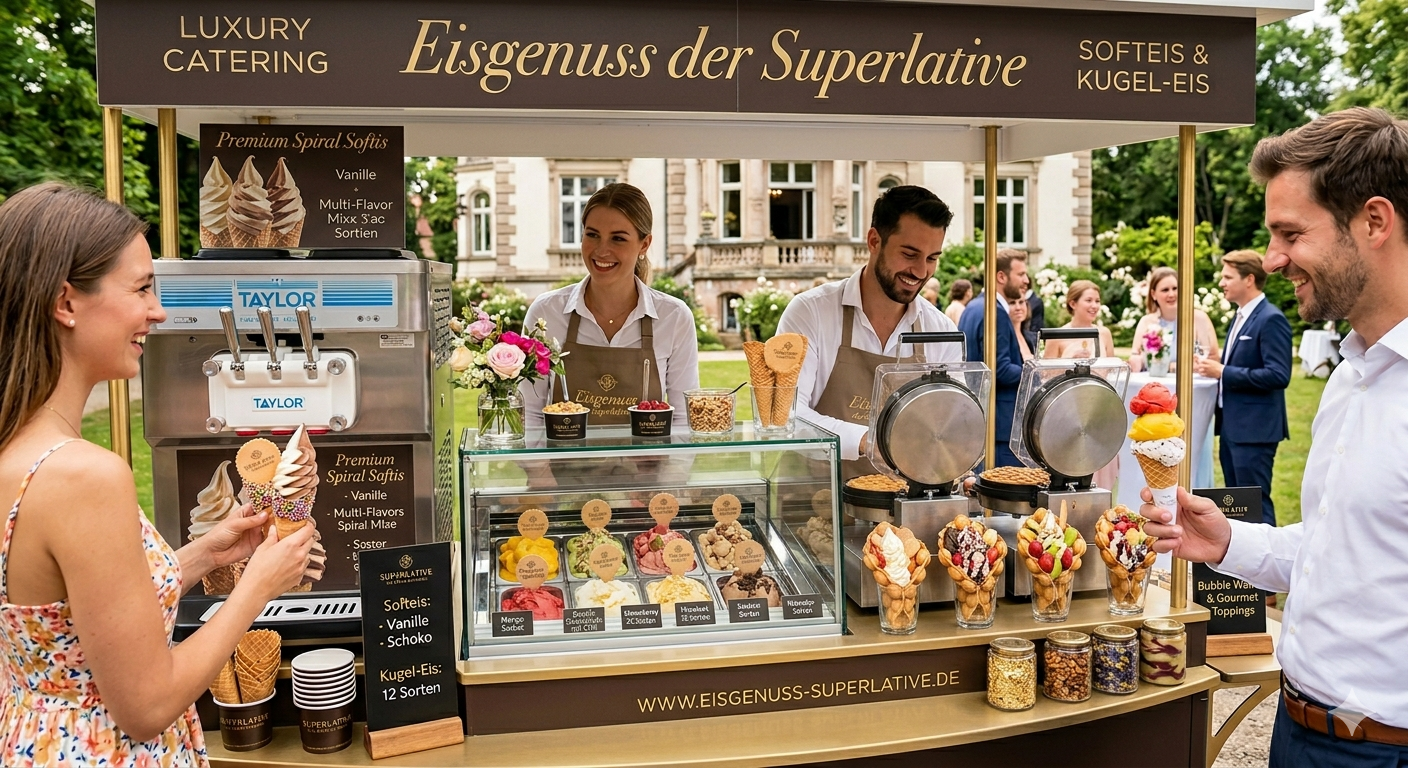 Softeis-Stand mit professioneller Eismaschine